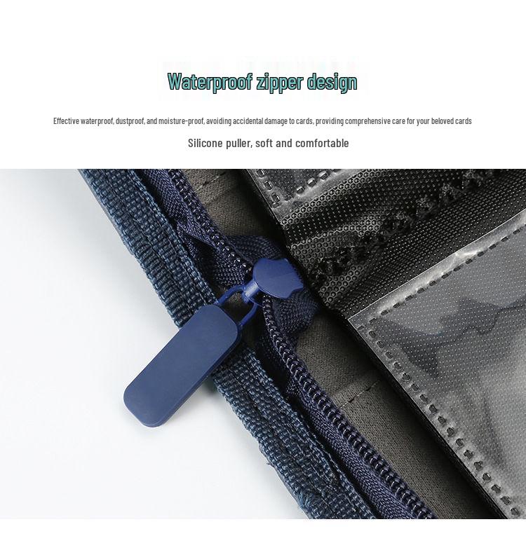 PU Leather Zipper 9-Grid Anime Card Storage Album with 360 Slots for Tabletop Game Cards