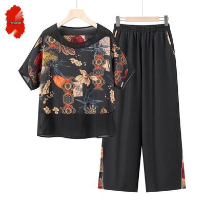 Elderly Women's Summer Short Sleeve Casual Set