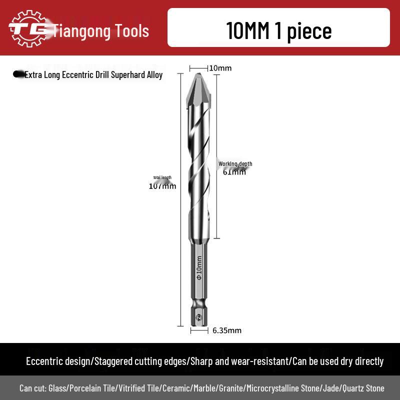 Eccentric Tile Drill Bit for Concrete, Cement, and Ceramic – Super Hard Alloy Triangle Impact.