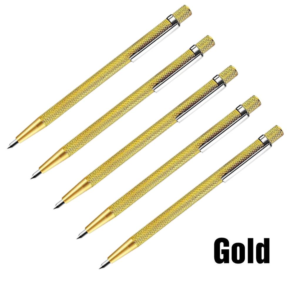 5 Stück Beschriftungsstift Stift Diamant Gold Handwerkzeuge Verschleißfestes Karbid Schneidmaschine Metall Anreißer Werkstattausrüstung