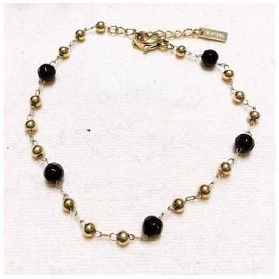 [R6374] - Designer Bracelet Steel 'Cleopatra' Black Gold - 4 Mm