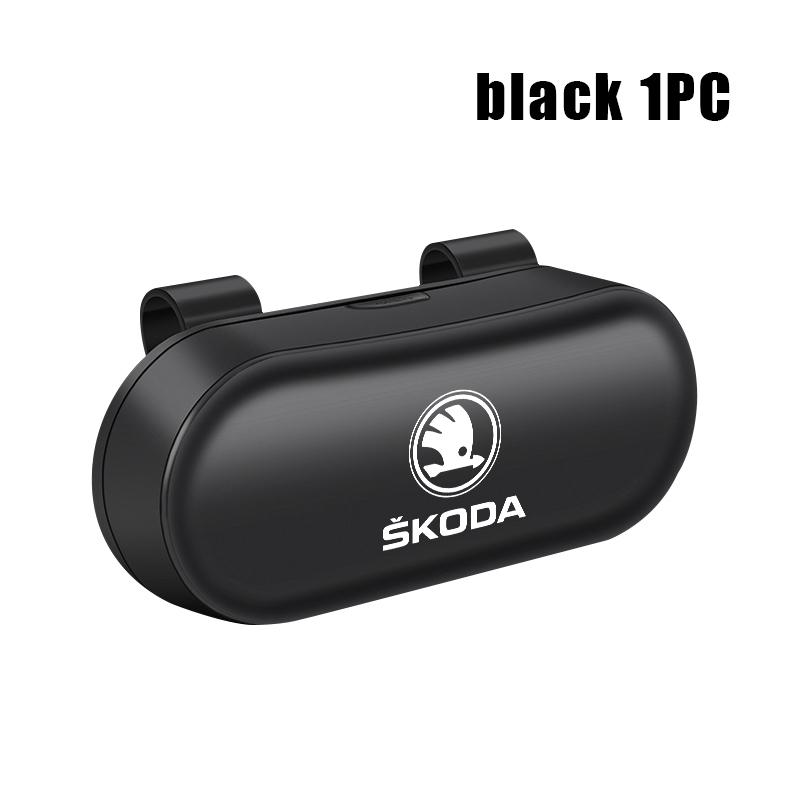 sfrab5 Car Sun Visor Sunglasses Holder Case Glasses Box For Skoda Kamiq MK3 Roomster Rapid Kodiaq Karoq Fabia Enyaq