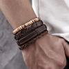 Retro Hand-woven Wood Beads Multi-layer Bracelets Hip Hop Leather Coconut Shell Men Bracelets Fashion Jewelry Trendy Accessories