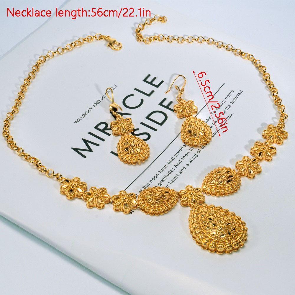 Gifts Gold Color Necklace Earring Set Plated African Bridal Jewelry Sets Dubai Jewelry Sets  Women