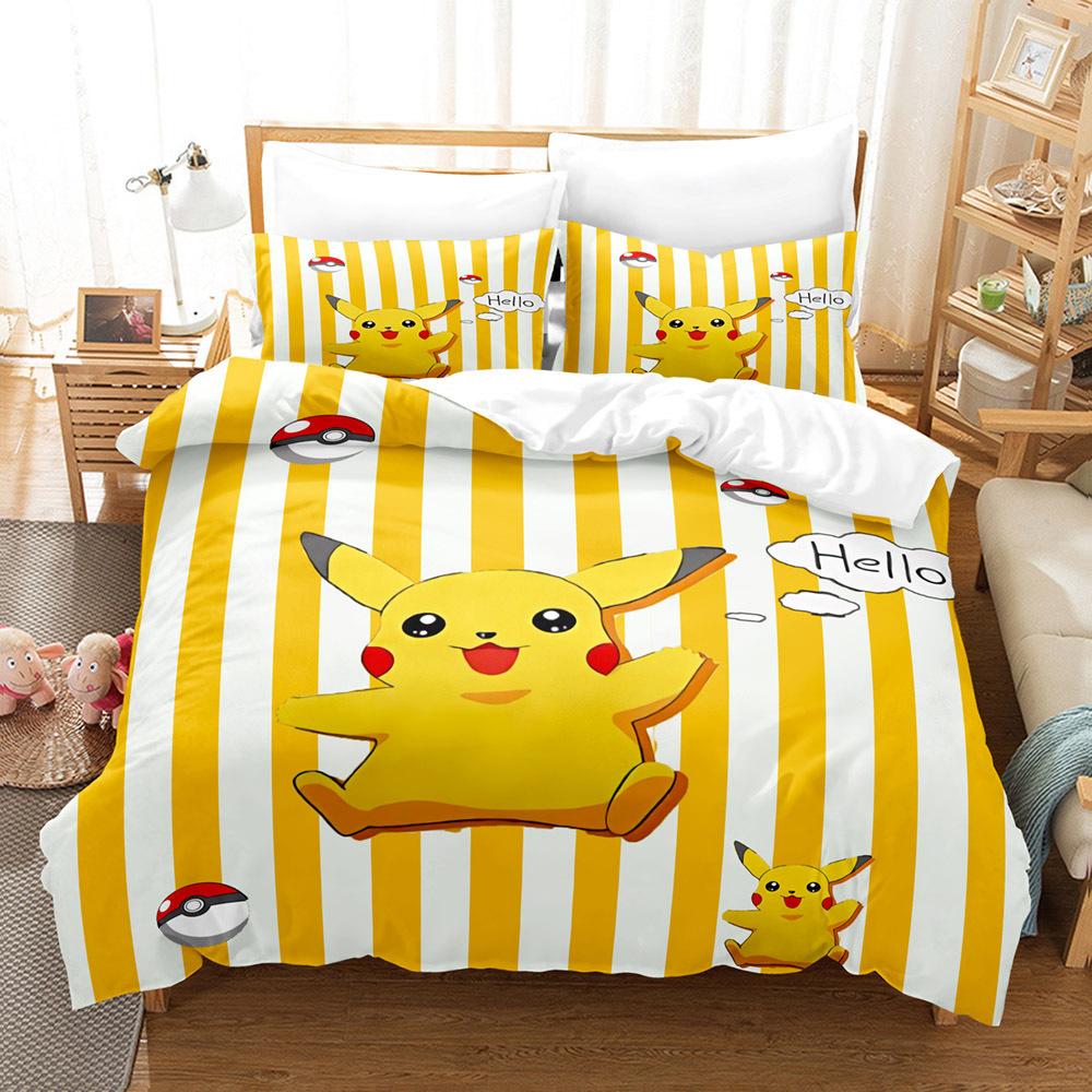 High Definition Animation Digital Baby 3D Digital Printing Three-Piece Quilt Cover Home Textile Bed Sheet Kit