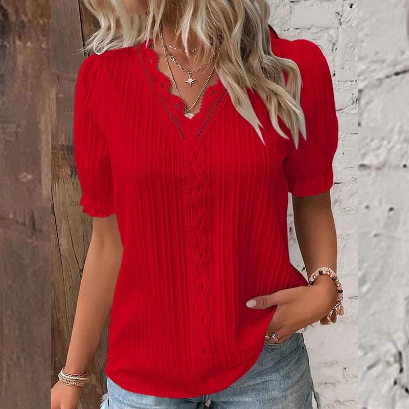 Летняя женская футболка, модные полые женские рубашки с короткими рукавами, топы S красный