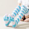 Velvet Striped Cat Paw Thigh-High Socks - Black, Pink, Blue, White - Anime Cosplay Lolita Style