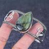 Natural Labradorite Gemstone 925 Sterling Silver Cuff Bangle Adjustable N9C38