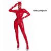 Long Sleeve Zip Open Crotch Bodysuit Women Shiny PU Faux Sexy Look Suit Leather Jumpsuits Latex Catsuit Wet Clubwear