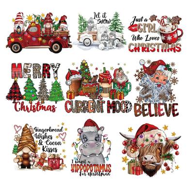 Christmas Patches Winter Decals Arts Crafts Ironing Clothes Appliqued Heat-Adhesive Transfer Diy Accessory Iron On Transfer Gift