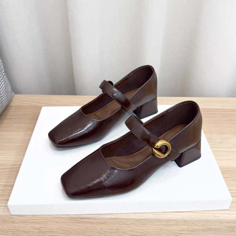 

Новый Стиль Модный Дизайнерский Винтажный Женский Обувь Мэри Джейн Женская Обувь с Квадратным Носком Весна Осень Элегантные Сандалии на Низком Каблуке 40 коричневый