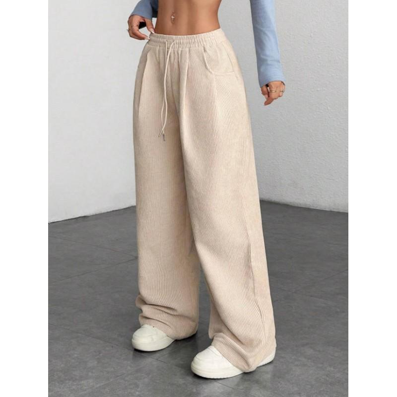 2026 Womens Corduroy Pants Loose Fit Street Style Casual Vintage Trousers