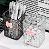 Clear Acrylic Desk Organizer with Bow Pen Holder and Storage Basket for Office Supplies Pens and Accessories