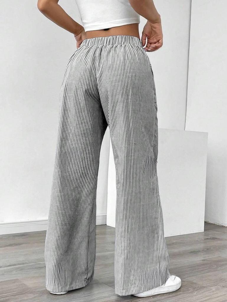 2024 Casual Versatile Striped Wide Leg Women's Trousers