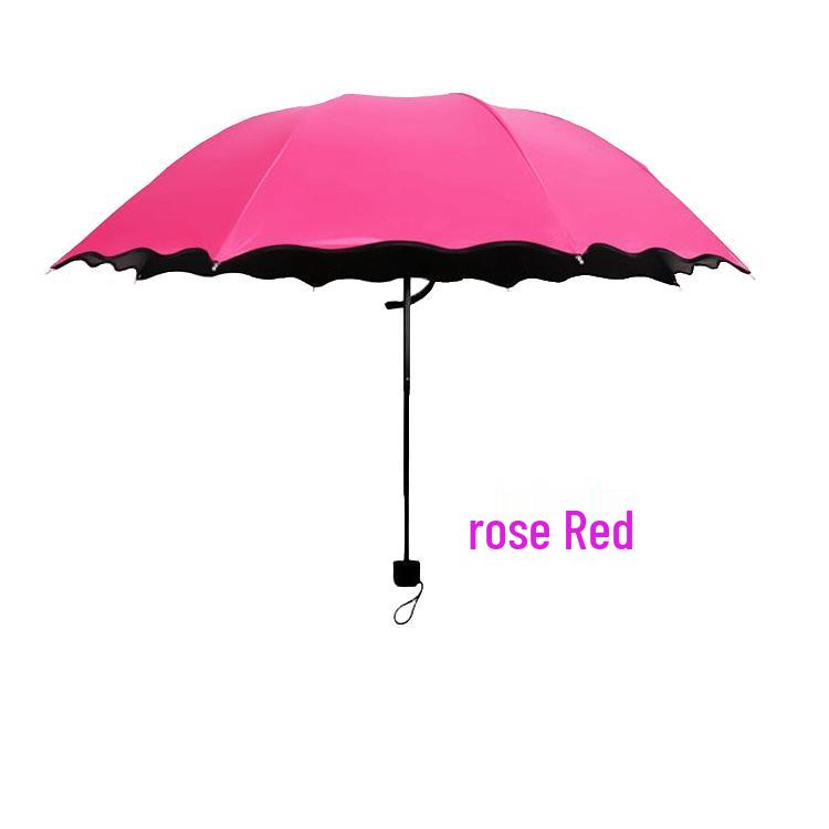 Blühender Rüschenschirm: Sonnenschirm & UV-Schutz, Schwarzleim, Regenschirm für Sonne oder Regen. Option für individuelles Logo.