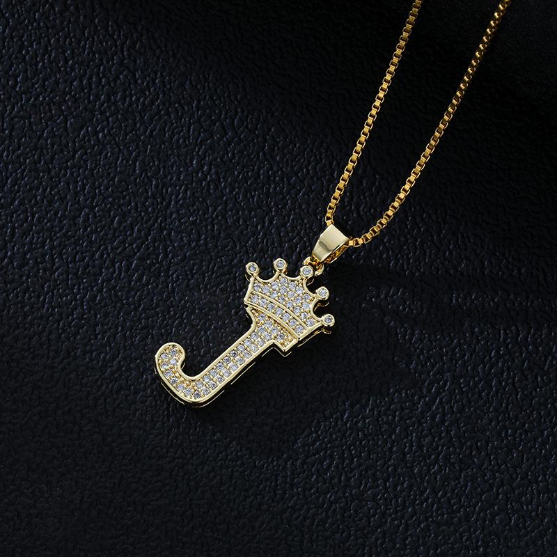 Fashion High-End Crown Letter Necklace Women'S Zircon Pendant Niche Stainless Steel Hip-Hop Pendant Accessories