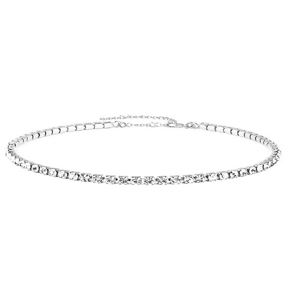 MinaMaMa Minimalista Collana girocollo in acciaio inossidabile e cristallo per donna Squisita catena di strass Collane tennis Gioielli Regali