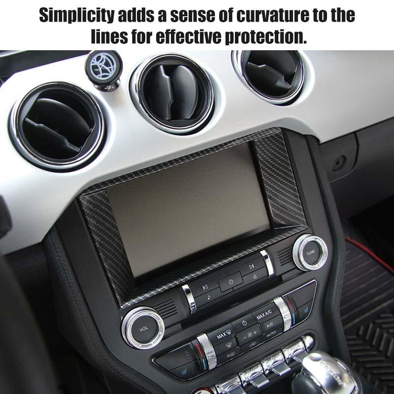 Car Navigation Decorative Panel Decoration Cover Stickers Fit For Ford Mustang 2015 Up ABS Interior Accessories