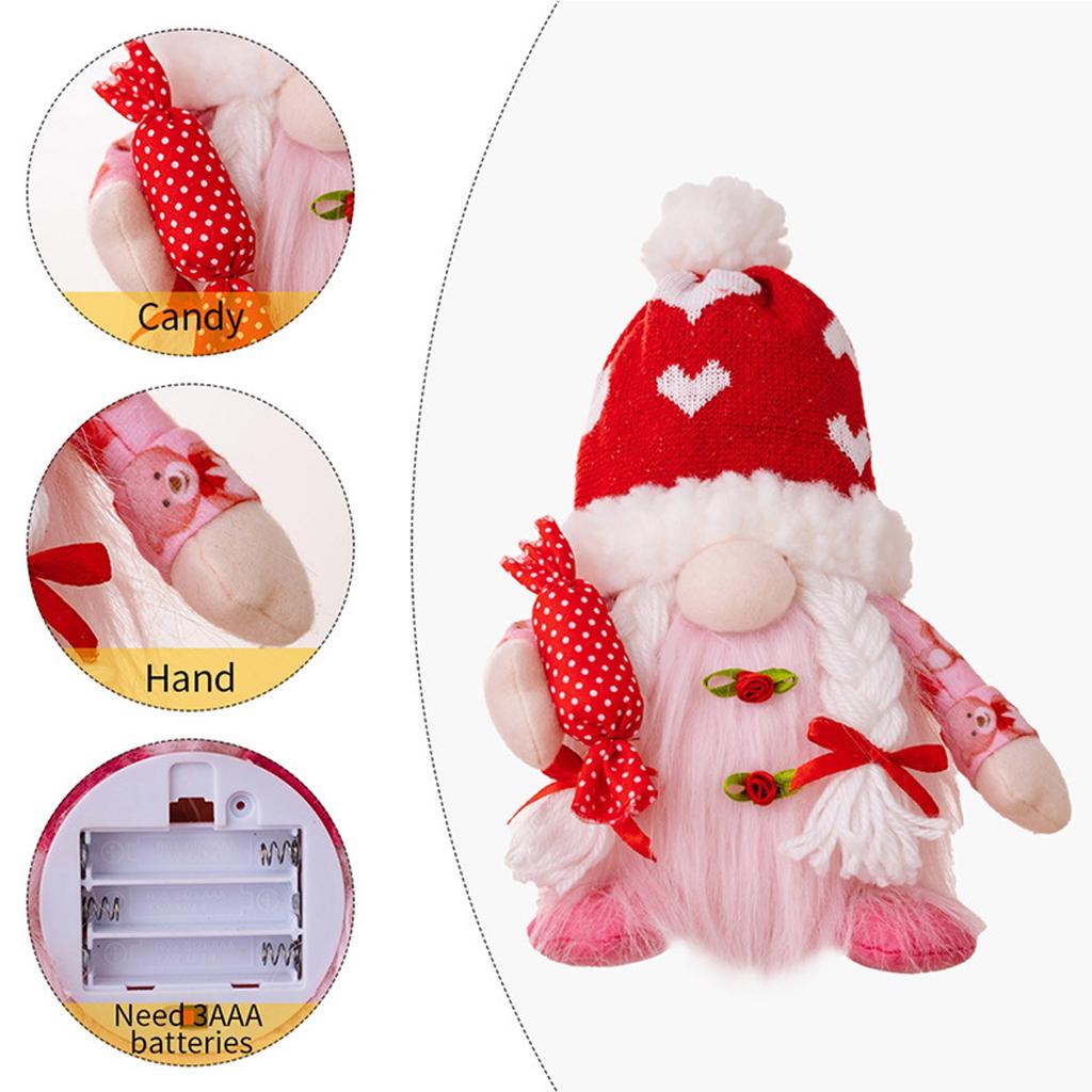 Valentine's Day Glowing Doll Home Decoration Gift Hand-held Candy Gift Knitted Glowing Doll