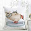 C-Christmas Snowman Bear Pillow Cute Cushion Cover Daily Washable Linen Pillowcase Soft For Sofa Bed Home Room Decor