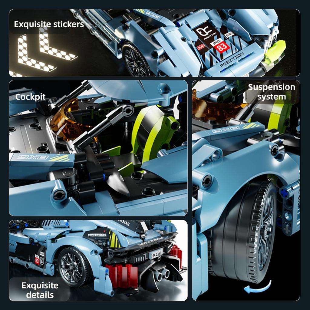 ToylinX 1:14 Racing Car Building Blocks - Urban Tech Design, High-Speed STEM Toy for Kids & Adults, Birthday/Christmas Gift