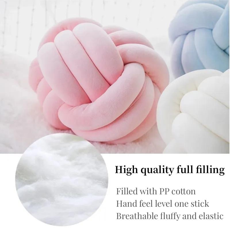 Soft Throw Pillow Hand Knot Cushion Sofa Round Handmade Knotted Ball Car Bedding Stuffed Pillow Bed Living Room Chair Home