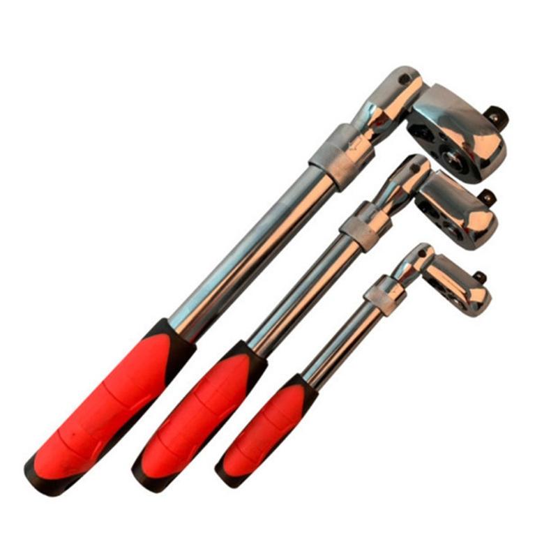 72-Tooth Extendable Flex-Head Ratchet Wrench 1/4 3/8 & 1/2-Inch Drives Carbon Steel Auto Mechanics/Confined Spaces