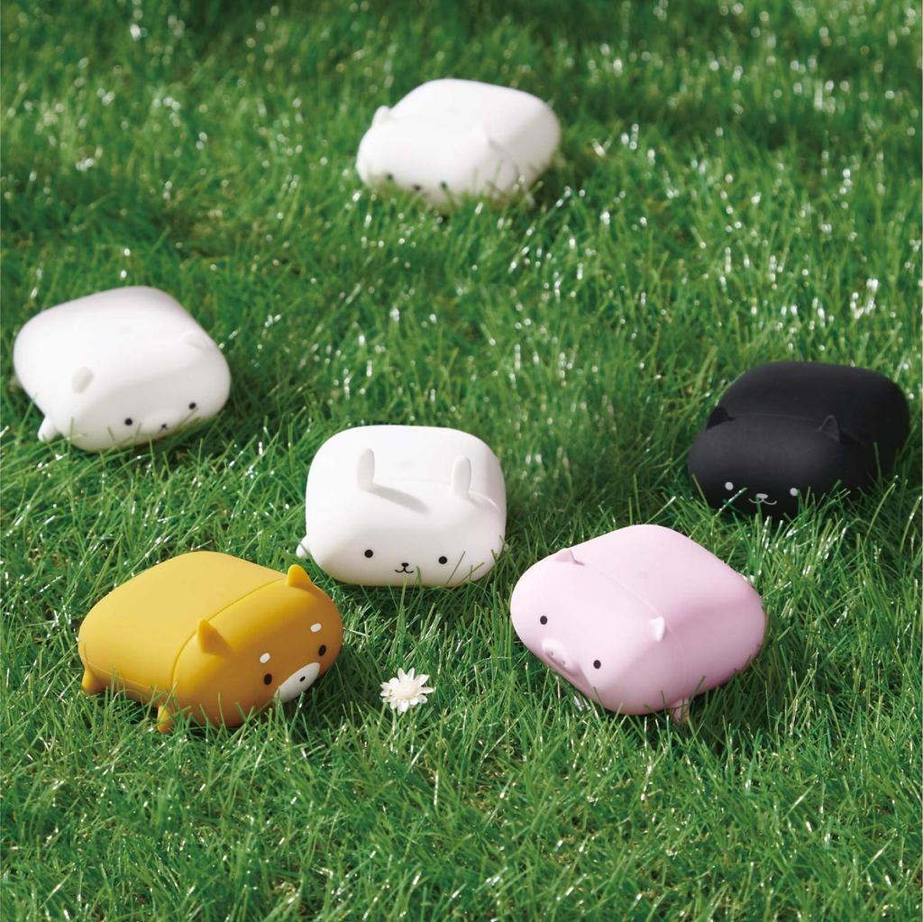 ELECOM AirPods Case Silicone Case Wireless Charging Compatible Animal Design with Connector Cap Black Cat AVA-APSCANCATB