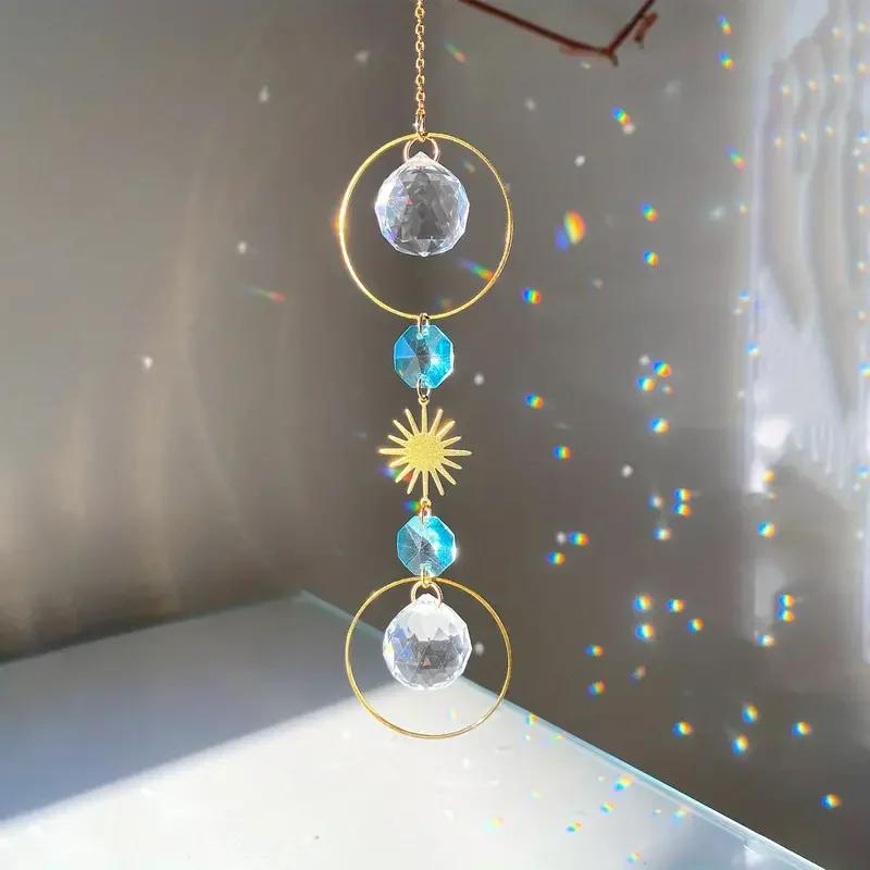 1pc Hanging Crystal Sun Catcher - Wind Chime Pendant for Wedding Parties, Home Decor, Photo Props & Outdoor Use