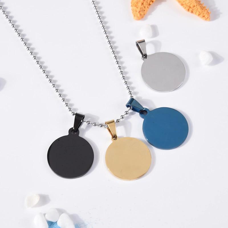 Round Stainless Steel Titanium Dog Tag Pendant with Laser Engraving