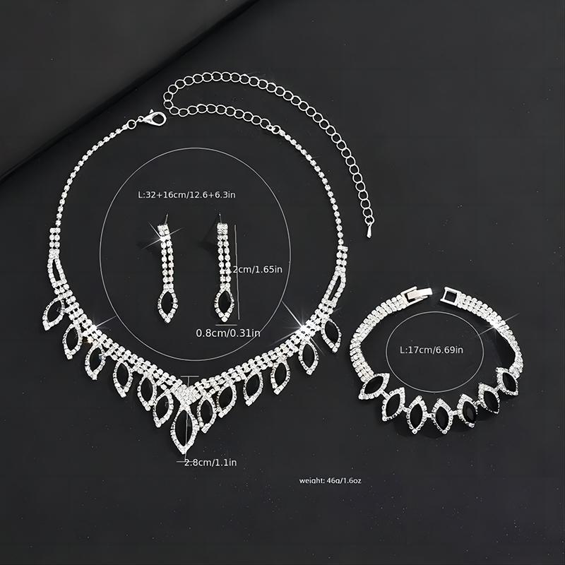 Fashion Women's Jewelry Set Bridal Accessories Rhinestones Water Droplets Jewelry Set High-quality Necklace Bracelet Earring Set