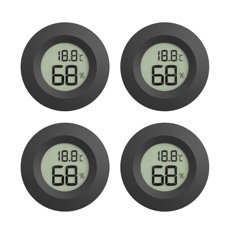 Zestaw 4 Cyfrowych Termometrów Higrometrów do Monitorowania Poziomów Wilgotności w Habitatach Gadów, Szklarniach i Piwnicach