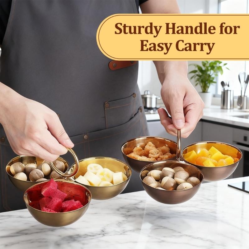 Stainless Steel Divided Plate with Three Compartments for Preventing Food Mixing During Family Gatherings and Outdoor Picnics Durable and Easy To