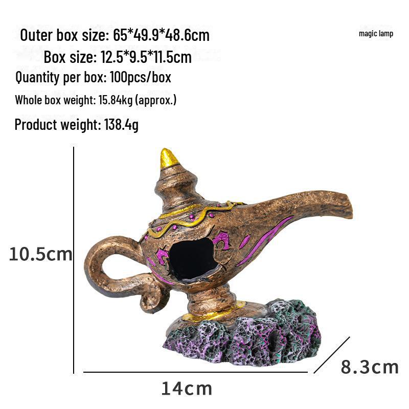 Aladdin's Magic Lamp Fish Tank Decoration: Creative Resin Aquarium and Pet Climbing Accent