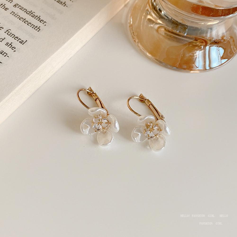 925 Silver Needle Camellia Pearl Earrings For Women Retro Simple Earrings Jewelry Accessories For Girls Gifts