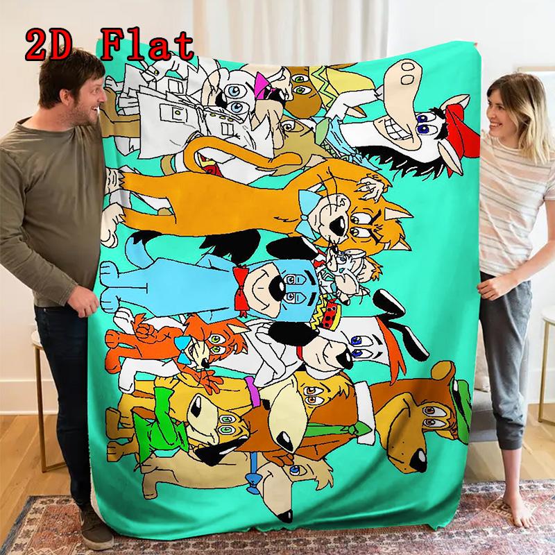 Vibrant Cartoon Animal Print 2D Flat Pattern Flannel Blanket High quality All Seasons Warmth and Comfort Perfect for Christmas Gifts.
