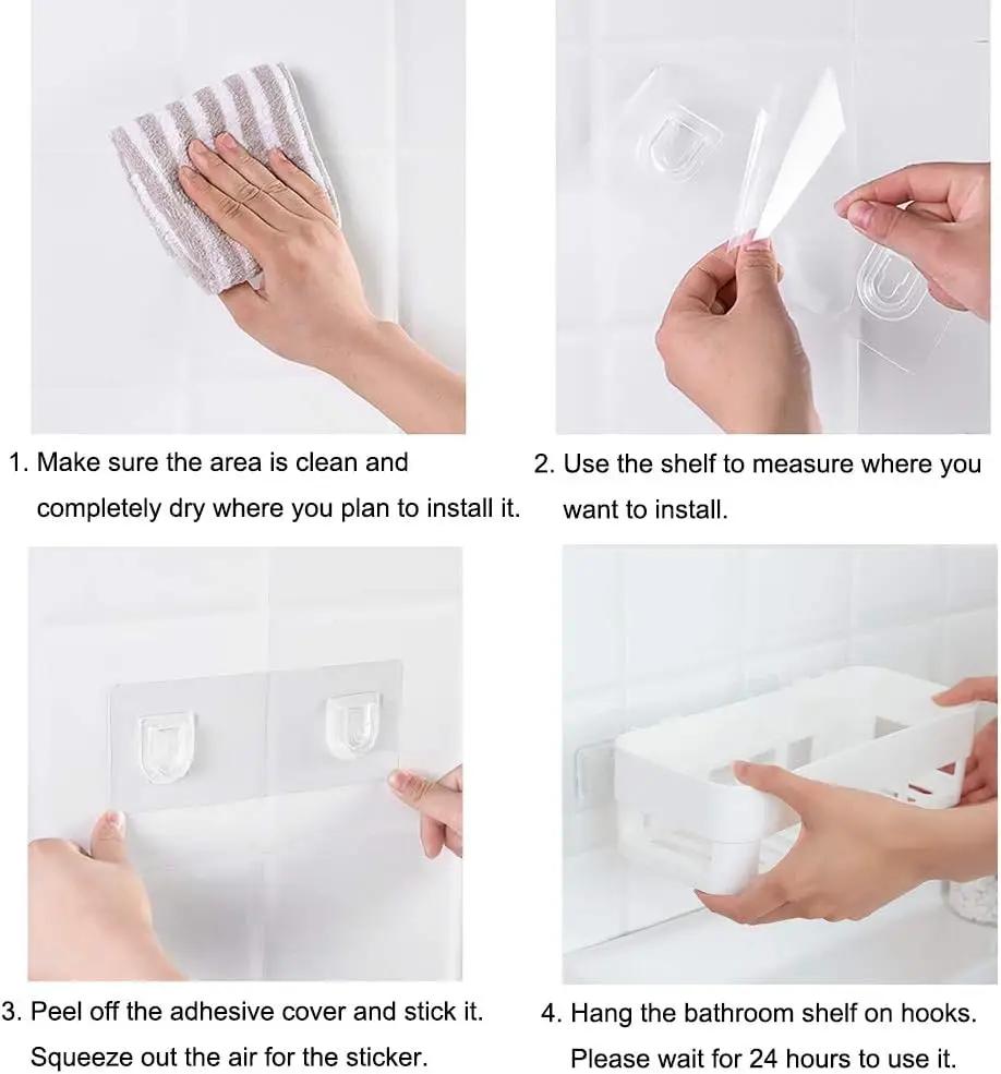 Organizator Raft Baie Toaletă Adeziv Coș Depozitare Șampon Gel Decor Raft Colț Duș Accesorii