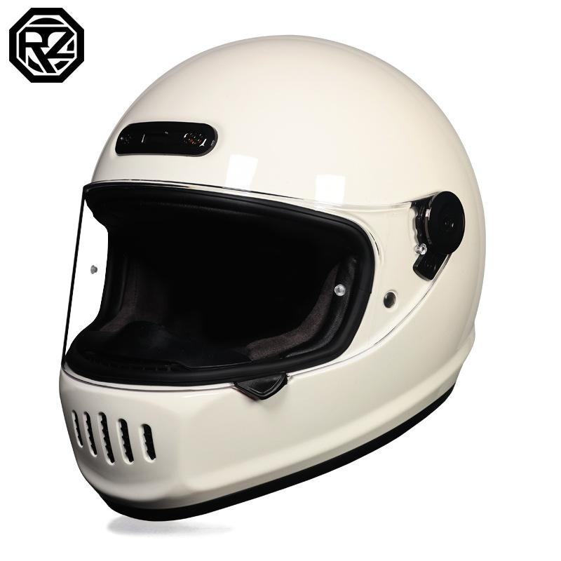 Orz Motorcycle Retro Full-face Helmet for Men, Winter, Stylish and Cool, for Women, Trendy, Racing, Cruiser, Retro Helmet, Suitable for All Seasons