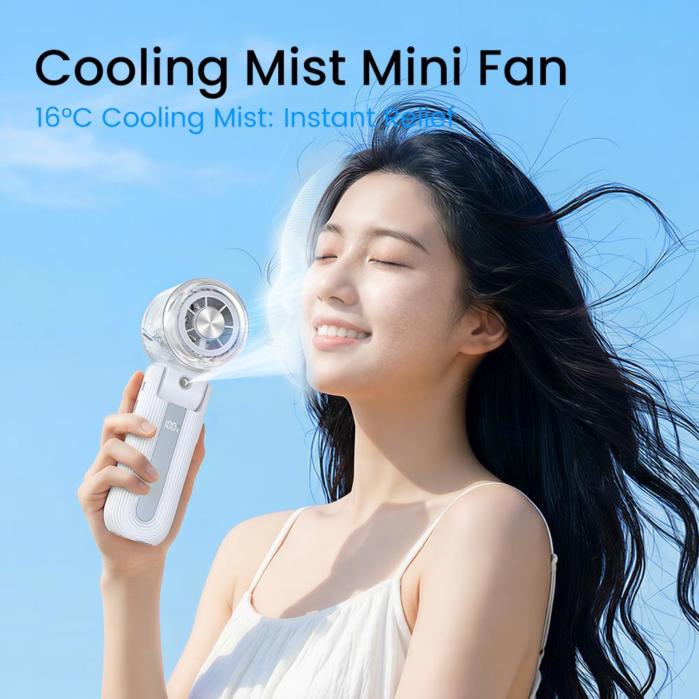 Portable Handheld Misting Fan Ice Cooling Fan Semiconductor Compressed Air Humidifier USB Folding Fan 3600mAh Summer Gift