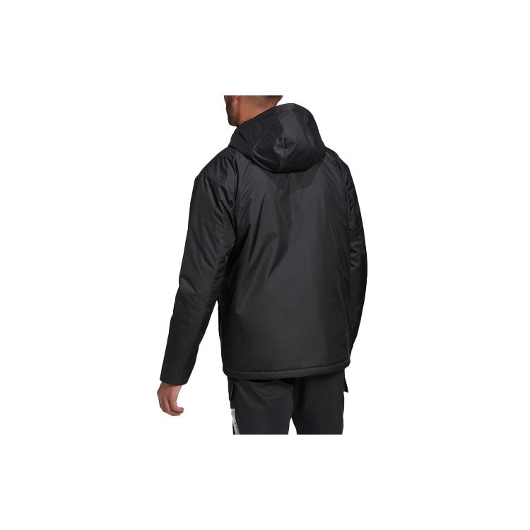 Adidas Solid Color Hooded Puffer Jacket Men's Black GL7401