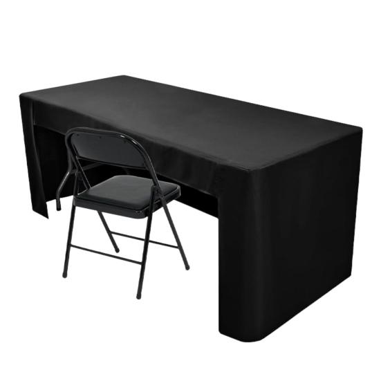 Fitted Tablecloth Polyester Open Back Table Cover Solid Color Washable Table Cloth for Meeting Party Wedding Banquet Birthday Decor
