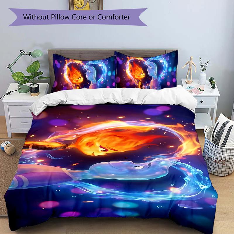 Water Fire Dance Printed 3pcs Bedding Set Soft Microfiber 1 Duvet Cover And 2 Pillowcases Home Bedroom Decor Xmas Gift K1497