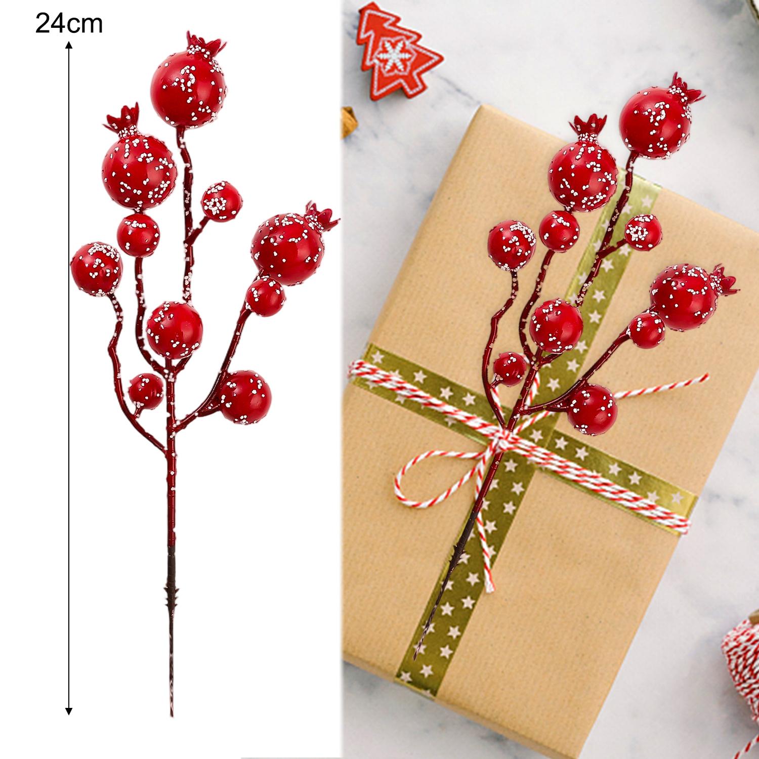 

1-20pcs Christmas Red Berry Stems DIY New Year Artificial Wreath Crafts Berries Xmas Tree Fake Flowers Ornaments Party Supplies 1pc