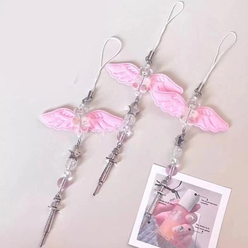 Delicate Phone Charm Keychain Bag Dangler Cute Bowknot Heart Phone Dangler Decoration for Fashionable Individuals
