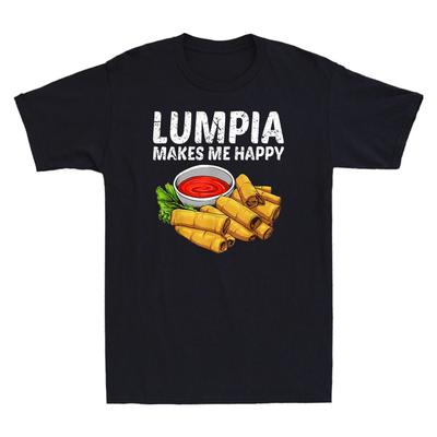 Lumpia Makes Me Happy Funny Lumpia Food Lover Gift Vintage Men's Cotton T-Shirt