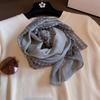 Solid Color Cotton Linen Scarf Retro Silk Scarf Literary Flaxen Lace Scarf  for Women