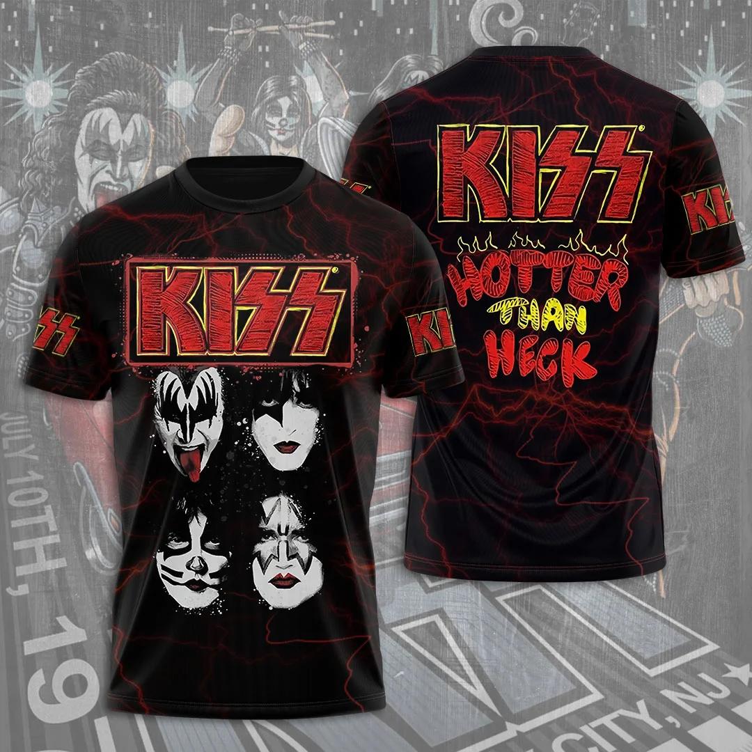 ETST22 Hete Rockband Kiss T-shirts 3D Geprint T-shirt Zomer Mannen Vrouwen Grappig Korte mouw Ronde hals T-shirt Straat Man Tops 6XL
