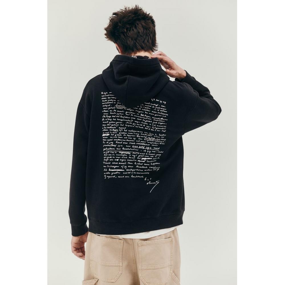 H M Loose Fit Hoodie Black apoH