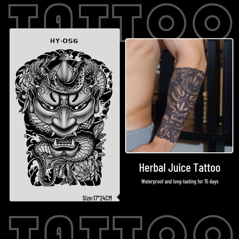 Japanese Traditional Tattoo Waterproof Sticker: Men's Long-lasting Floral Arm Pattern.