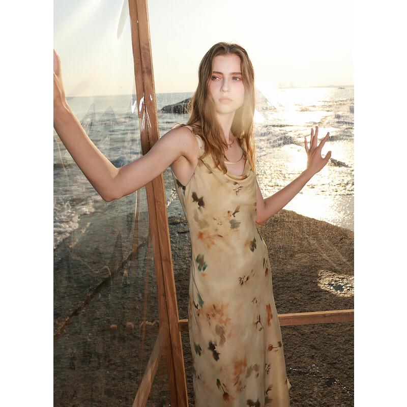 

Платье-комбинация Sancai 2025 Весна, шелковое, с цветочным принтом, русалка L